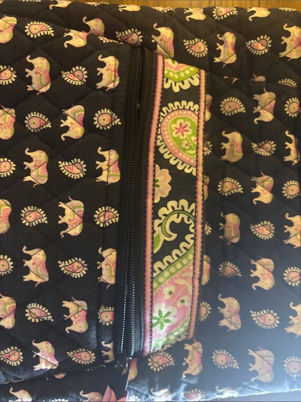 Vera Bradley Black Crossbody with Pink & Cream Elephant Print